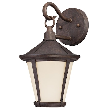 Westinghouse Fixture Wall Outdoor LED 8.5W Darcy, Victorian Brnz Amber Frosted Glass 6204100